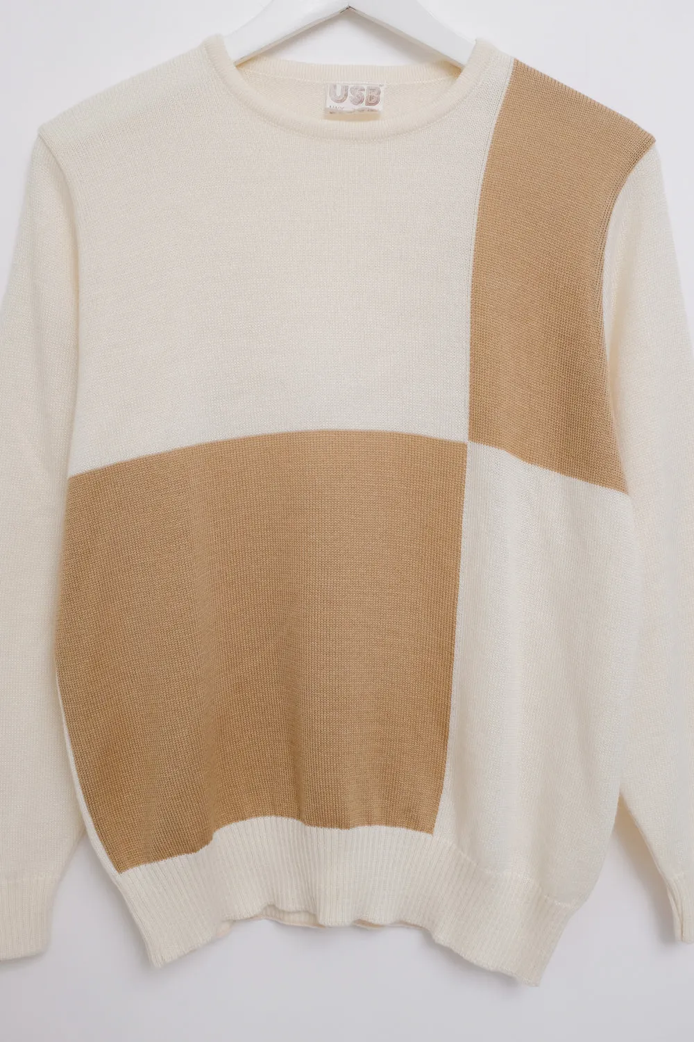 0066_VINTAGE CREAM BEIGE SQUARE KNIT