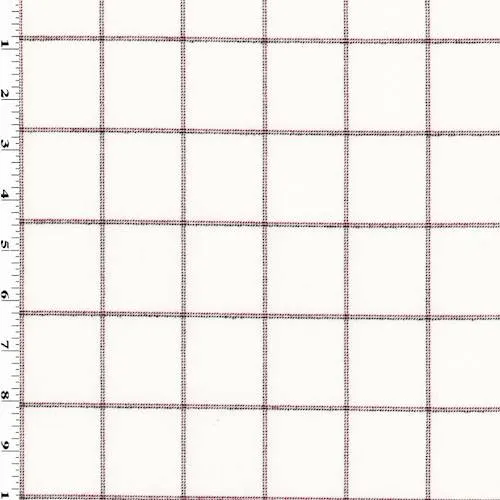 1 3/4 YD PC-Cream/Black/White Grid Stretch Twill Jacketing Fabric