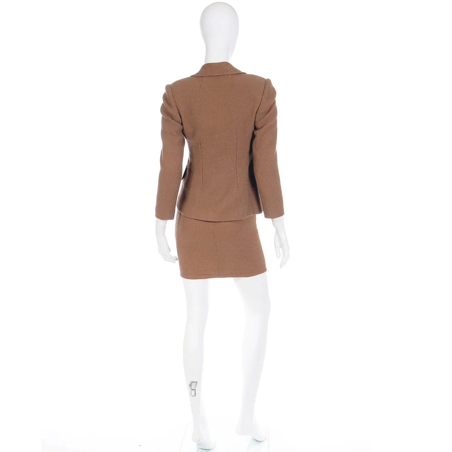 1990s Emanuel Ungaro Parallele Brown Dress and Jacket Suit Outfit