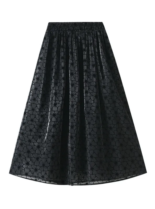 A-line Printed Organza Skirt