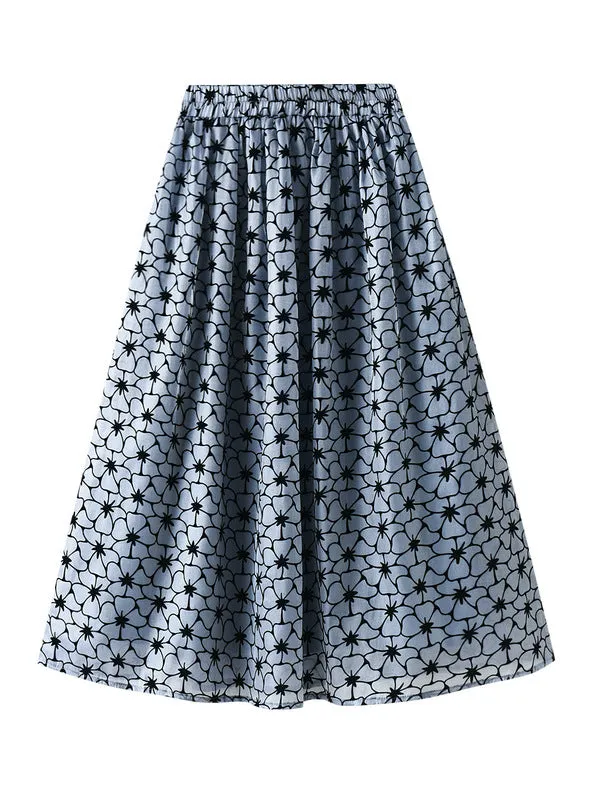 A-line Printed Organza Skirt