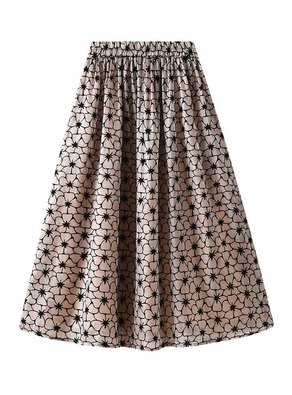 A-line Printed Organza Skirt