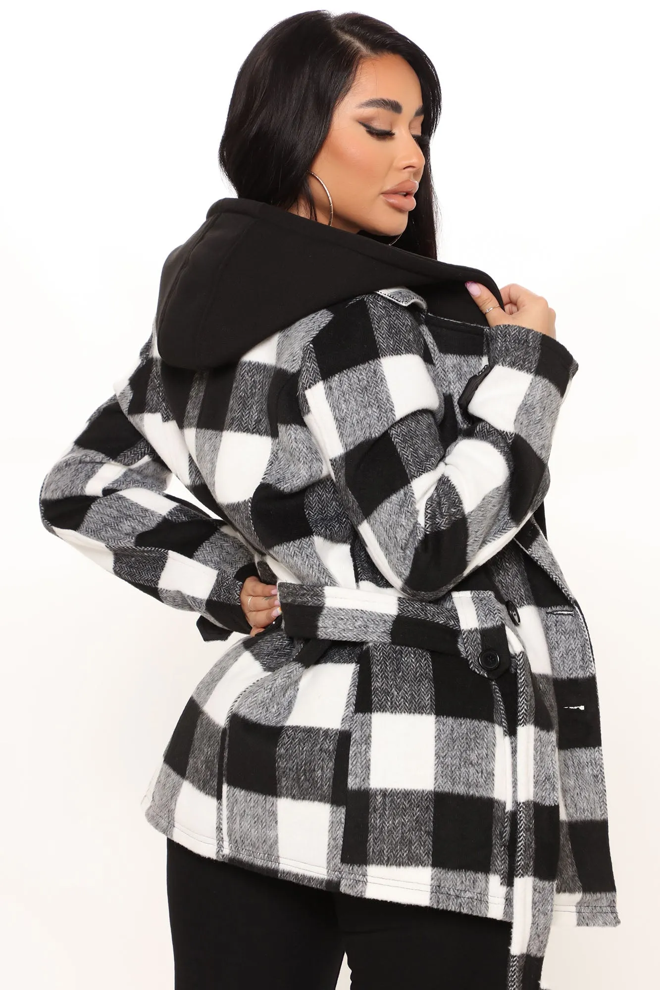 Always On The Go Plaid Jacket - Black/White