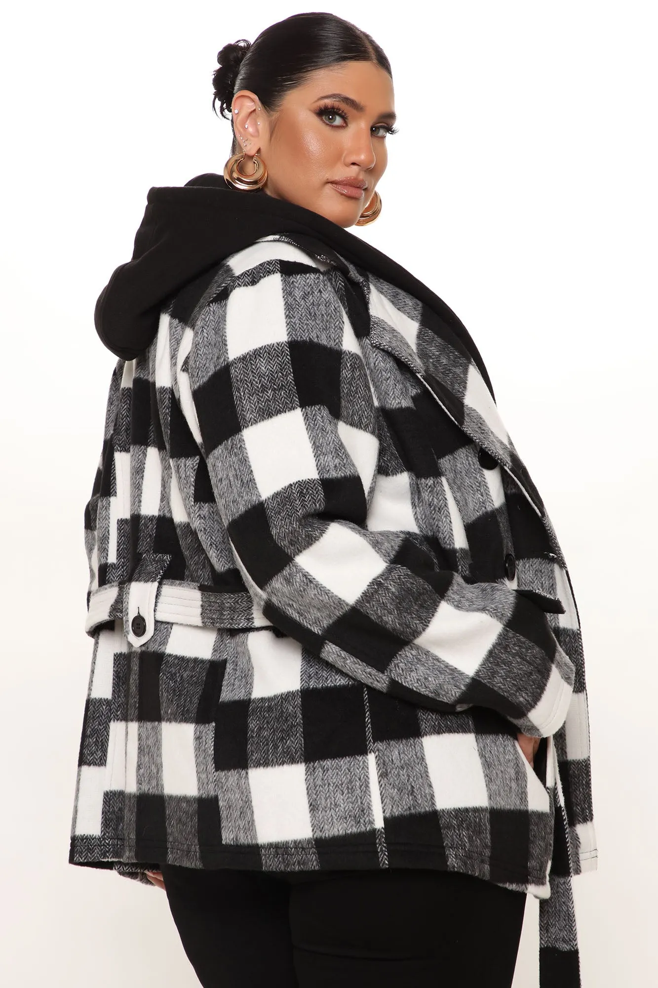 Always On The Go Plaid Jacket - Black/White