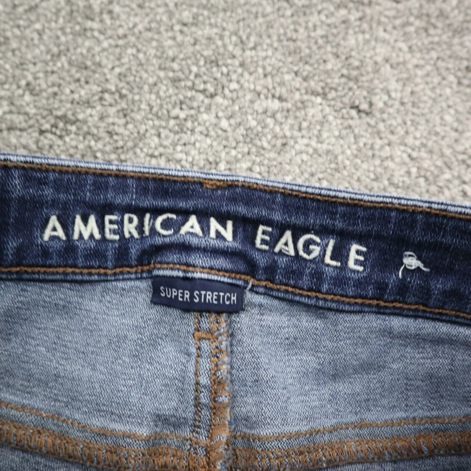 American Eagle Women Jegging Jeans Distressed Super Stretch Mid Rise Blue SZ 00