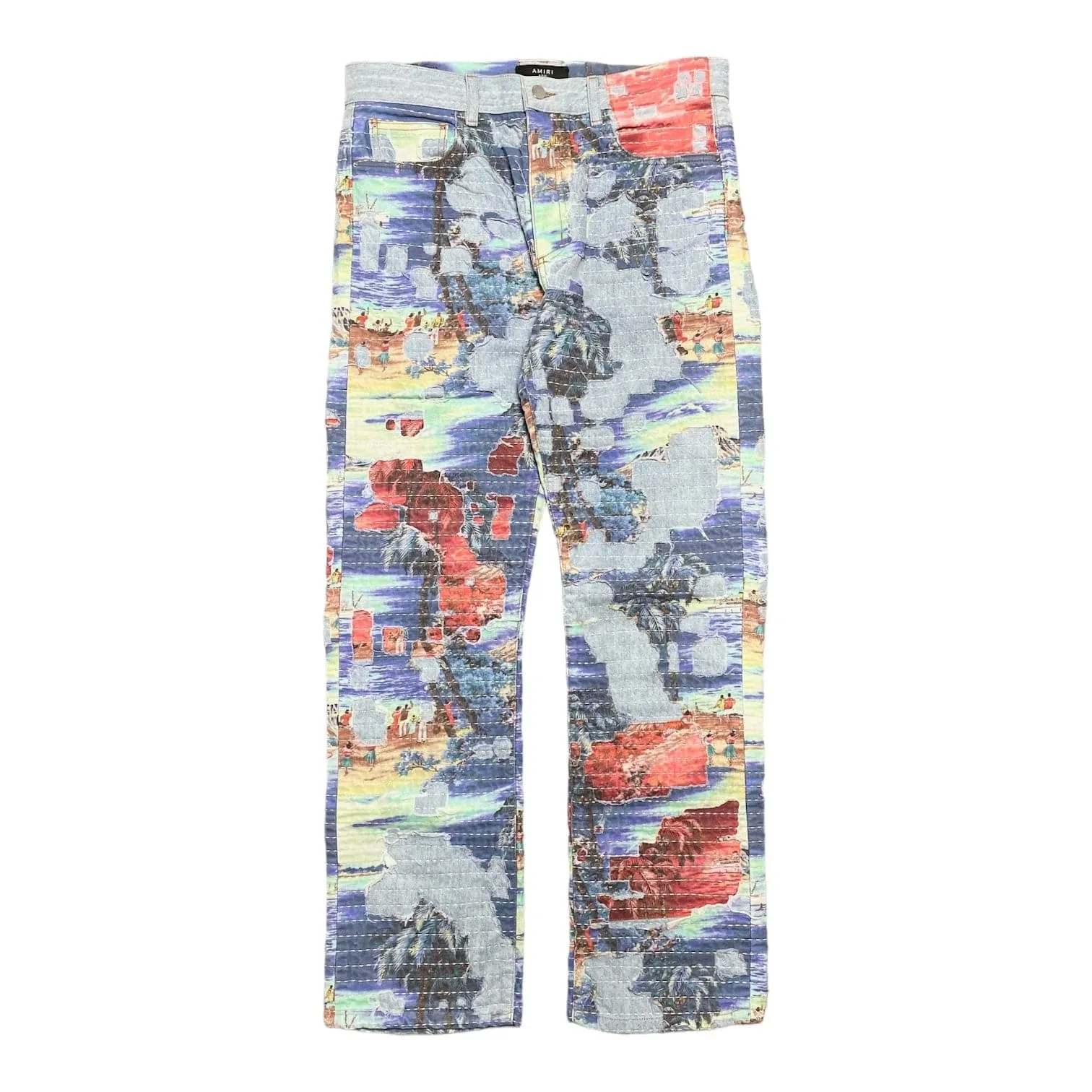 Amiri Aloha Boro Distressed Jeans Stone Indigo