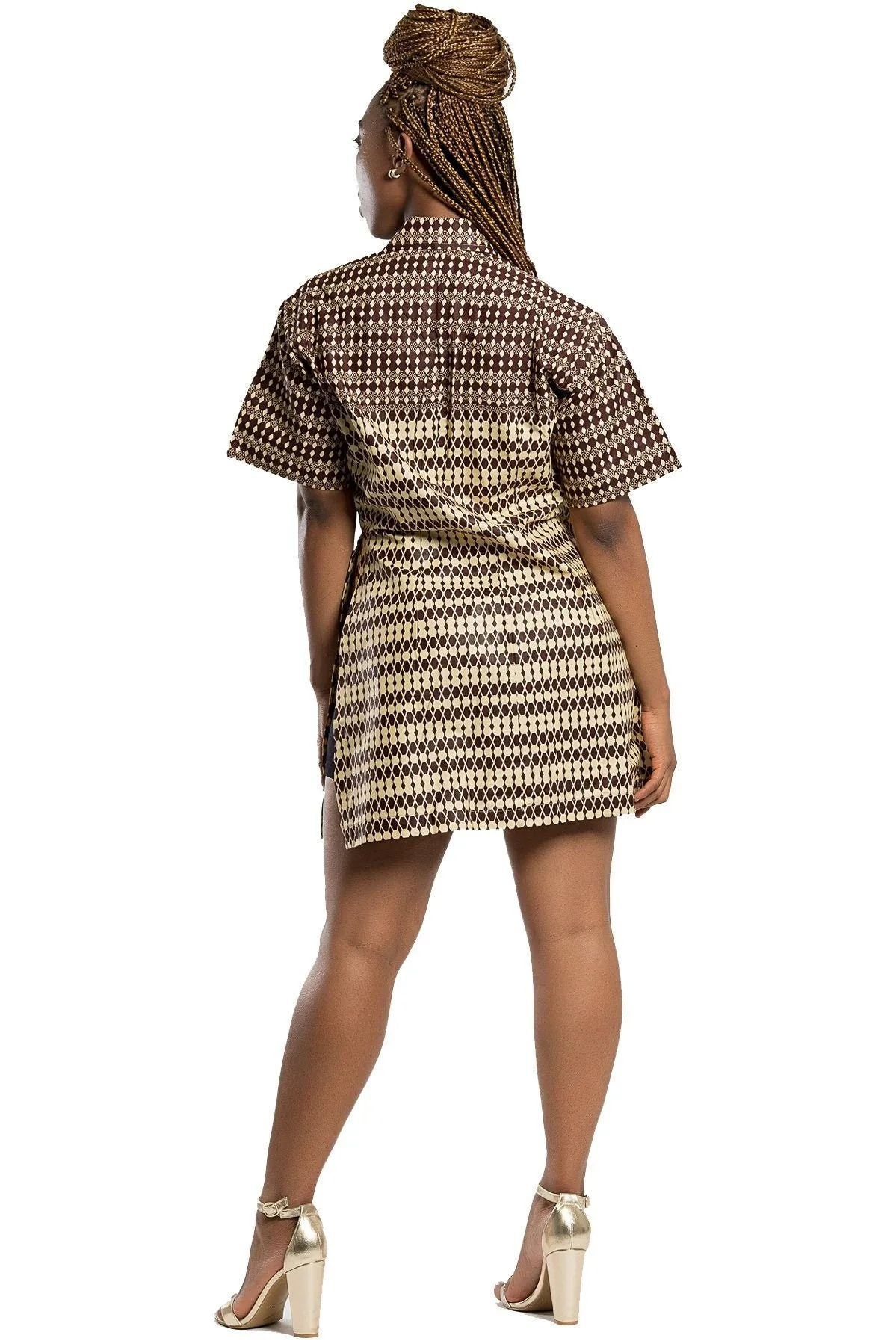 Aveye African Print Shirt Dress (Brown)