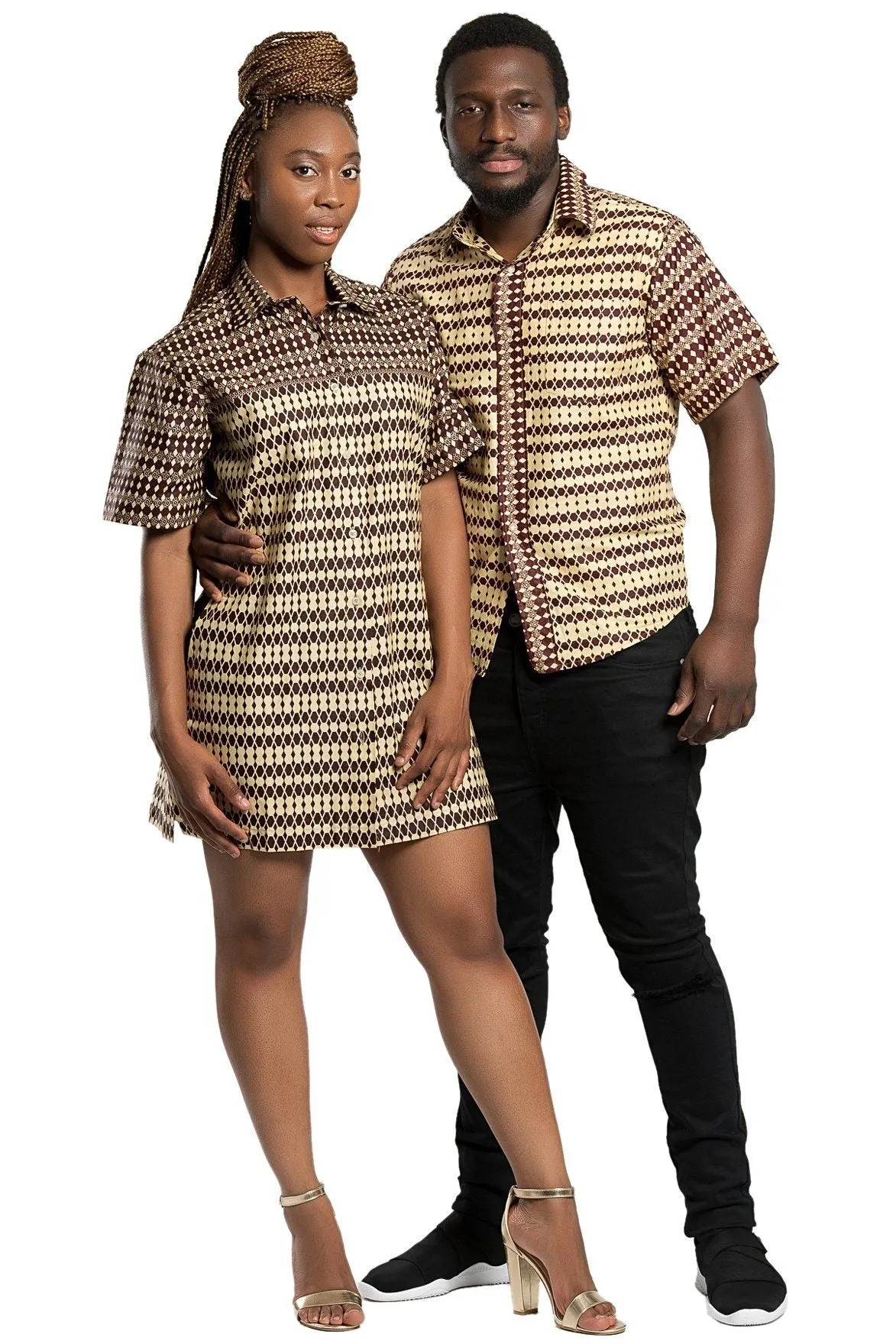 Aveye African Print Shirt Dress (Brown)