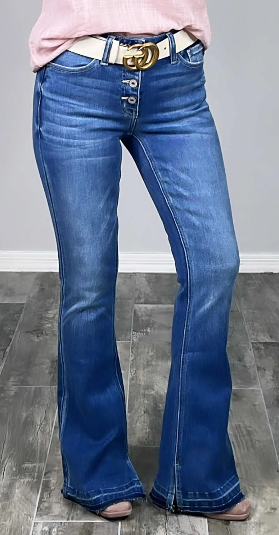 Bailey Button Front Flare Jeans