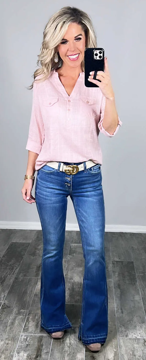 Bailey Button Front Flare Jeans