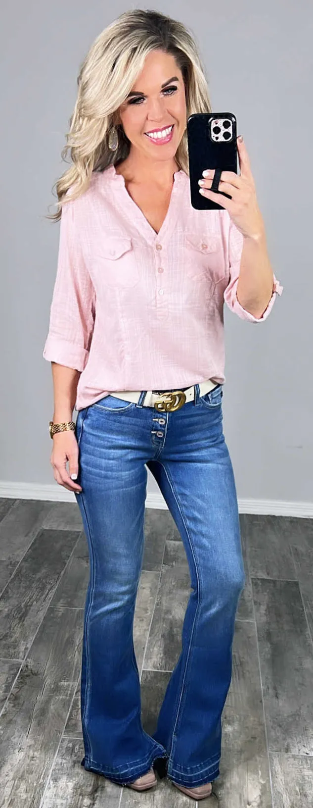 Bailey Button Front Flare Jeans