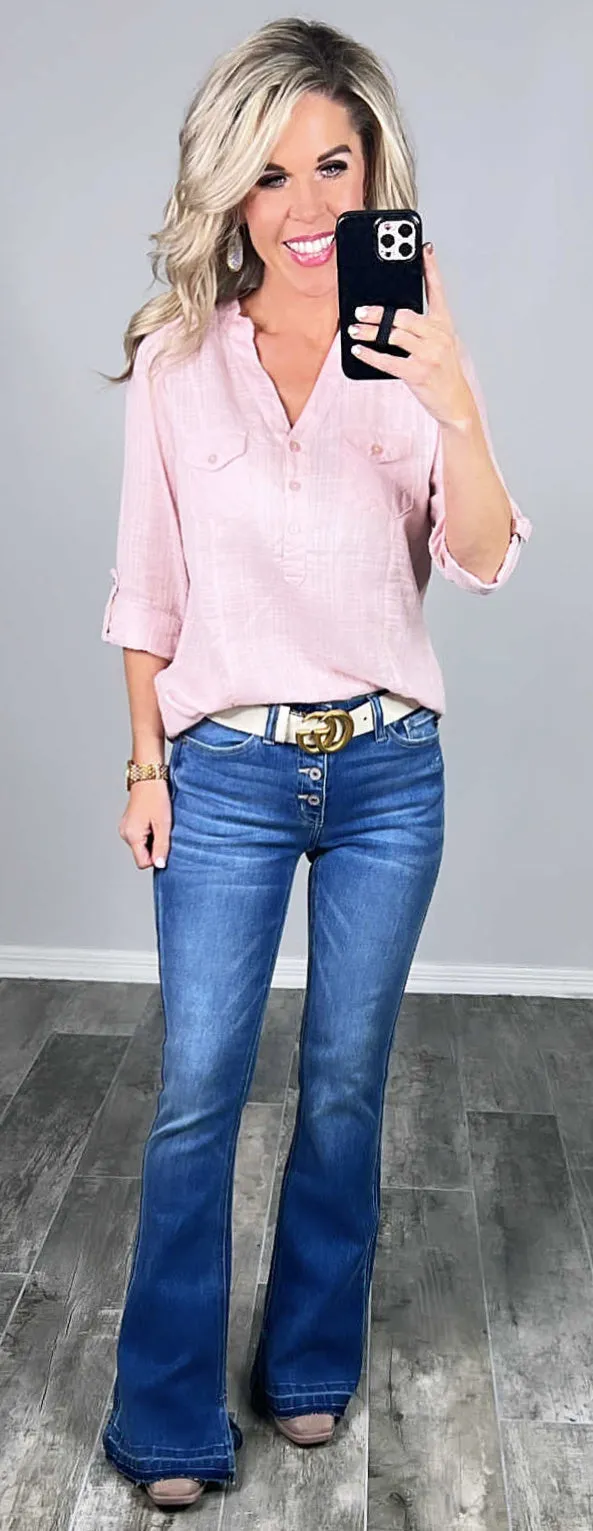 Bailey Button Front Flare Jeans