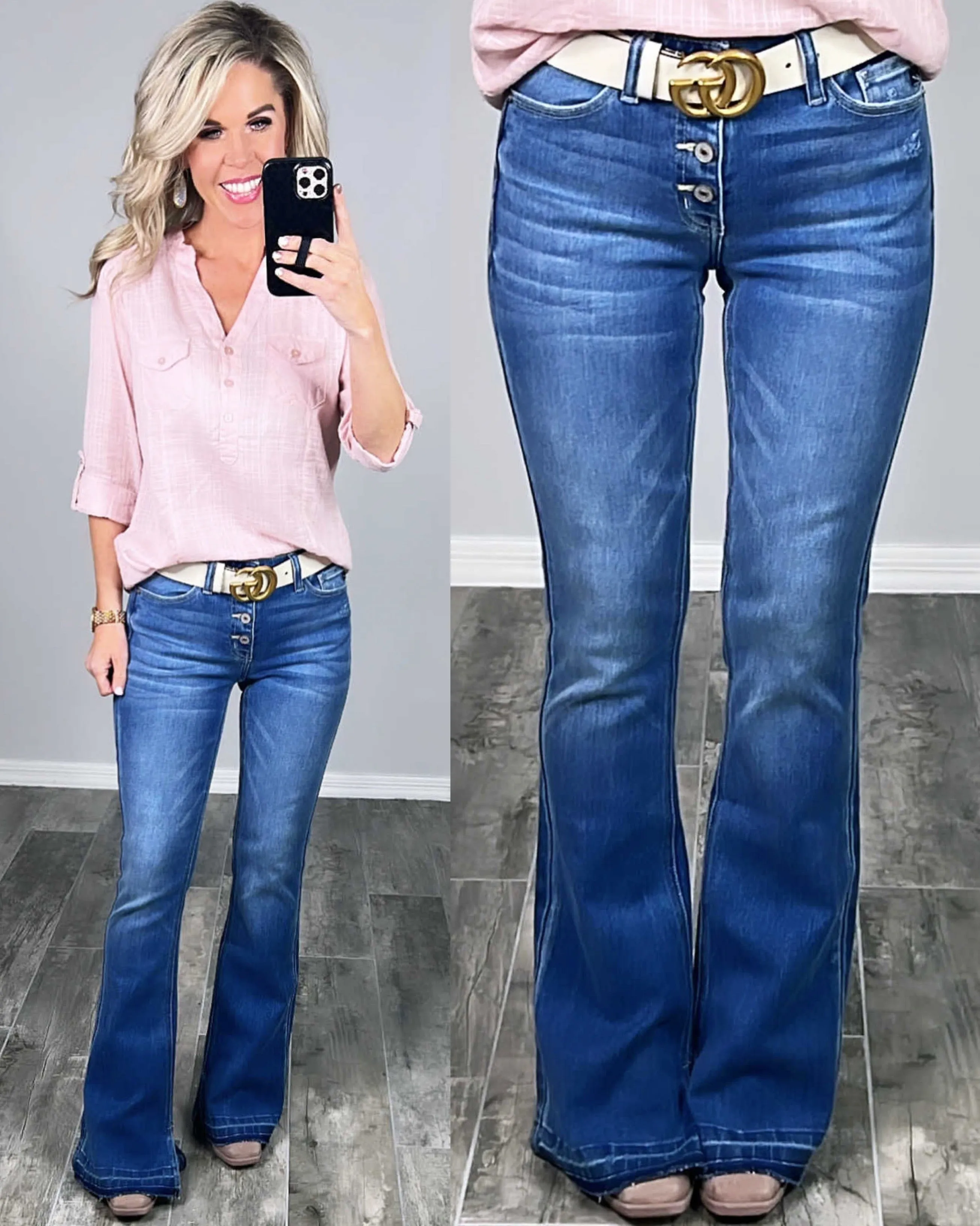 Bailey Button Front Flare Jeans