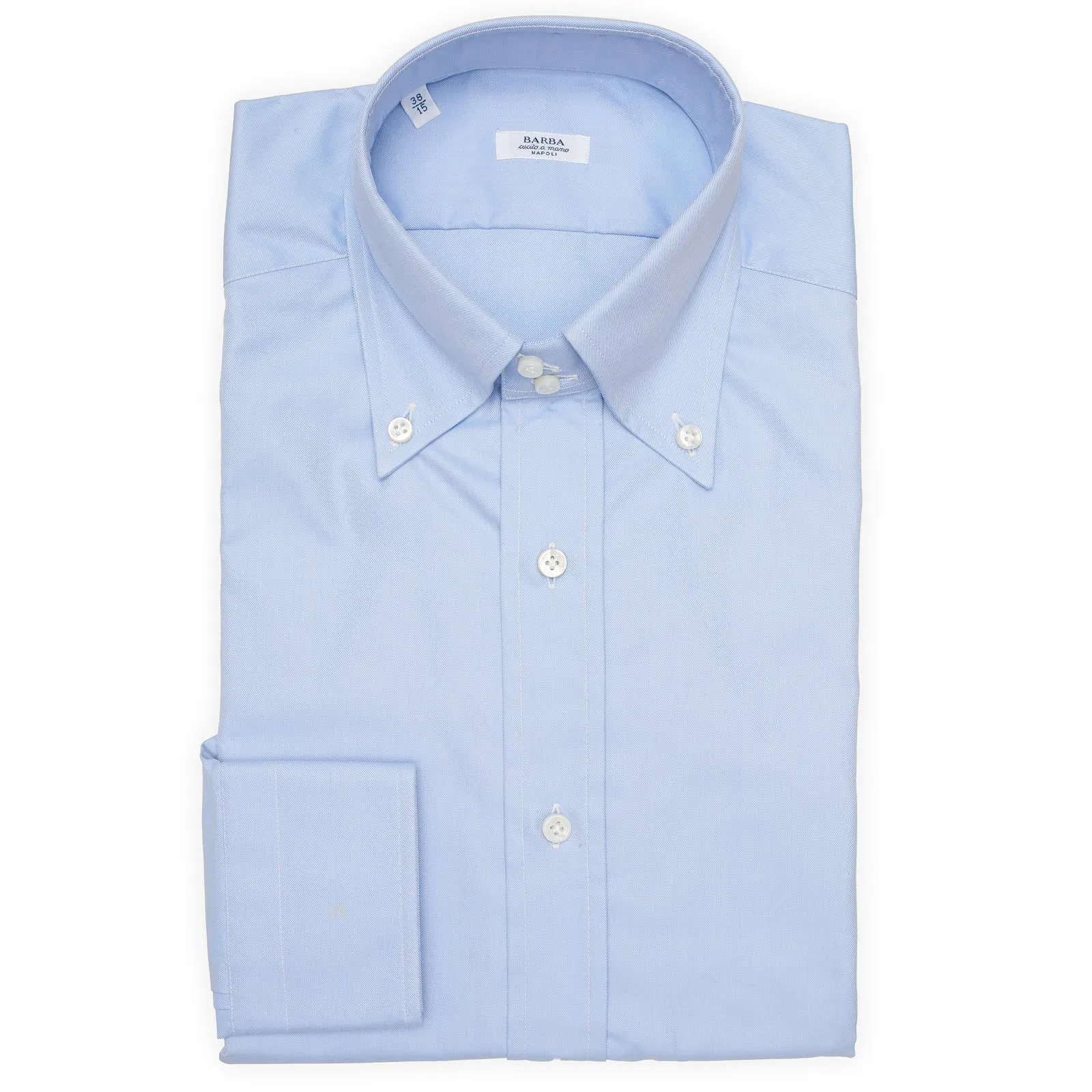 BARBA Napoli Blue Twill Cotton Button-Down Dress Shirt EU 38 NEW US 15