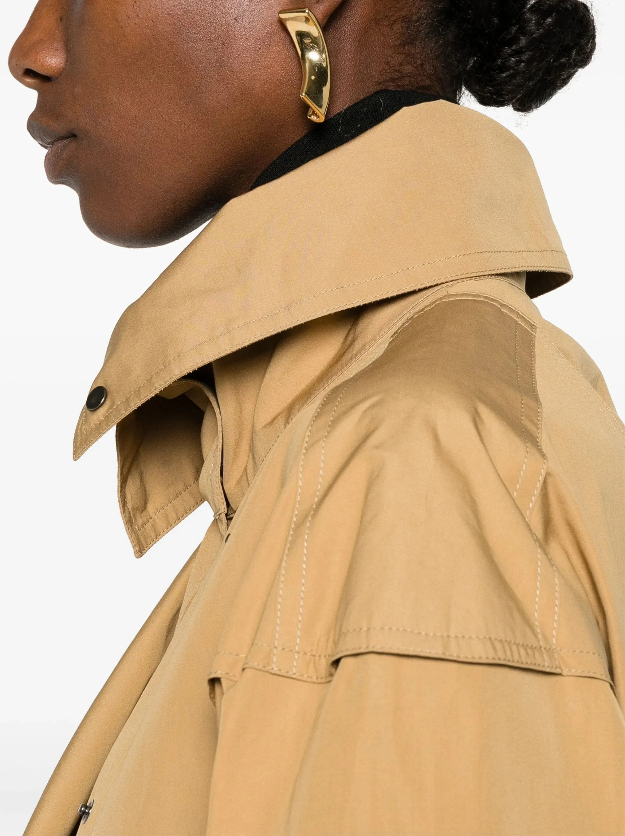 Belted Utility Technical Cotton Cargo Jacket in Beige