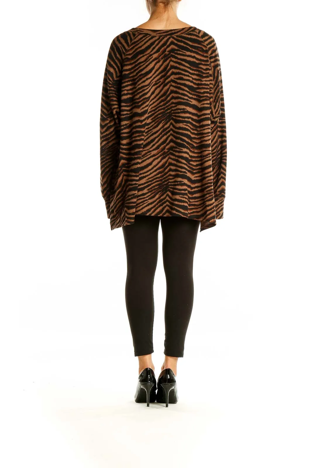 Brown Tiger Stripe Oversized Knit Sweater