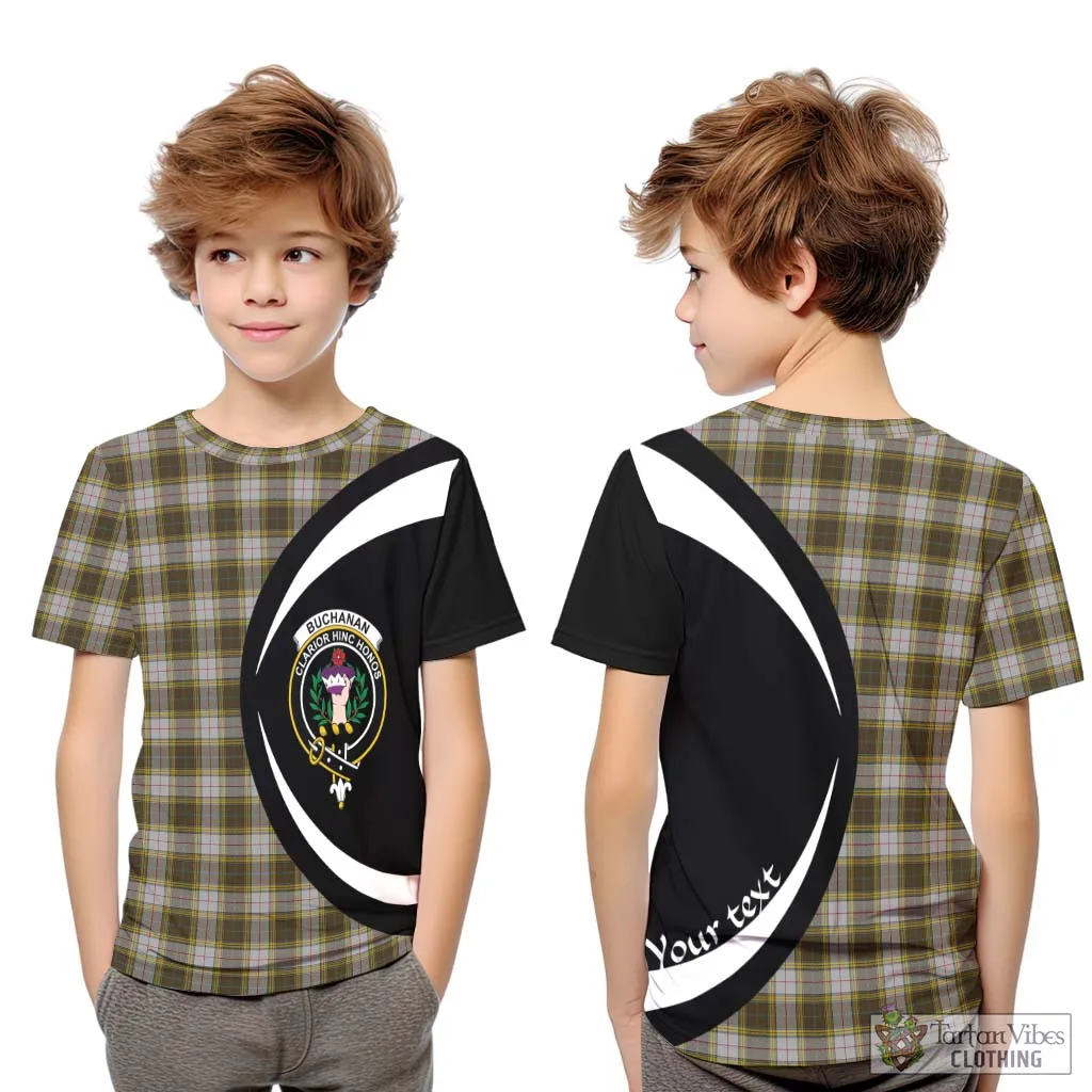 Buchanan Dress Tartan Kid T-Shirt with Family Crest Circle Style