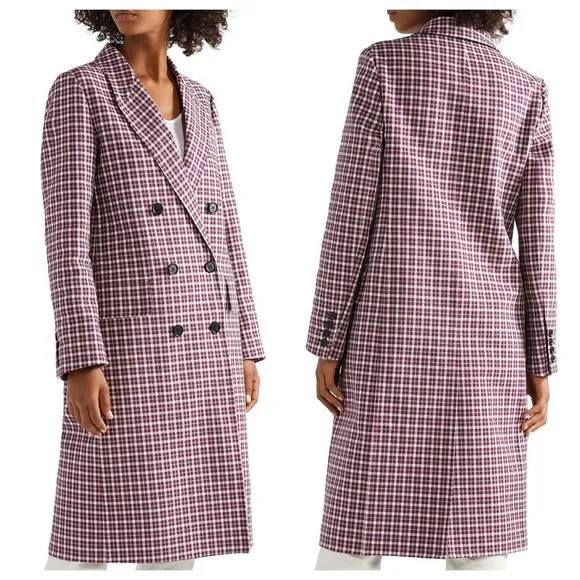 Burberry Plaid Check Cotton Double Breasted Coat