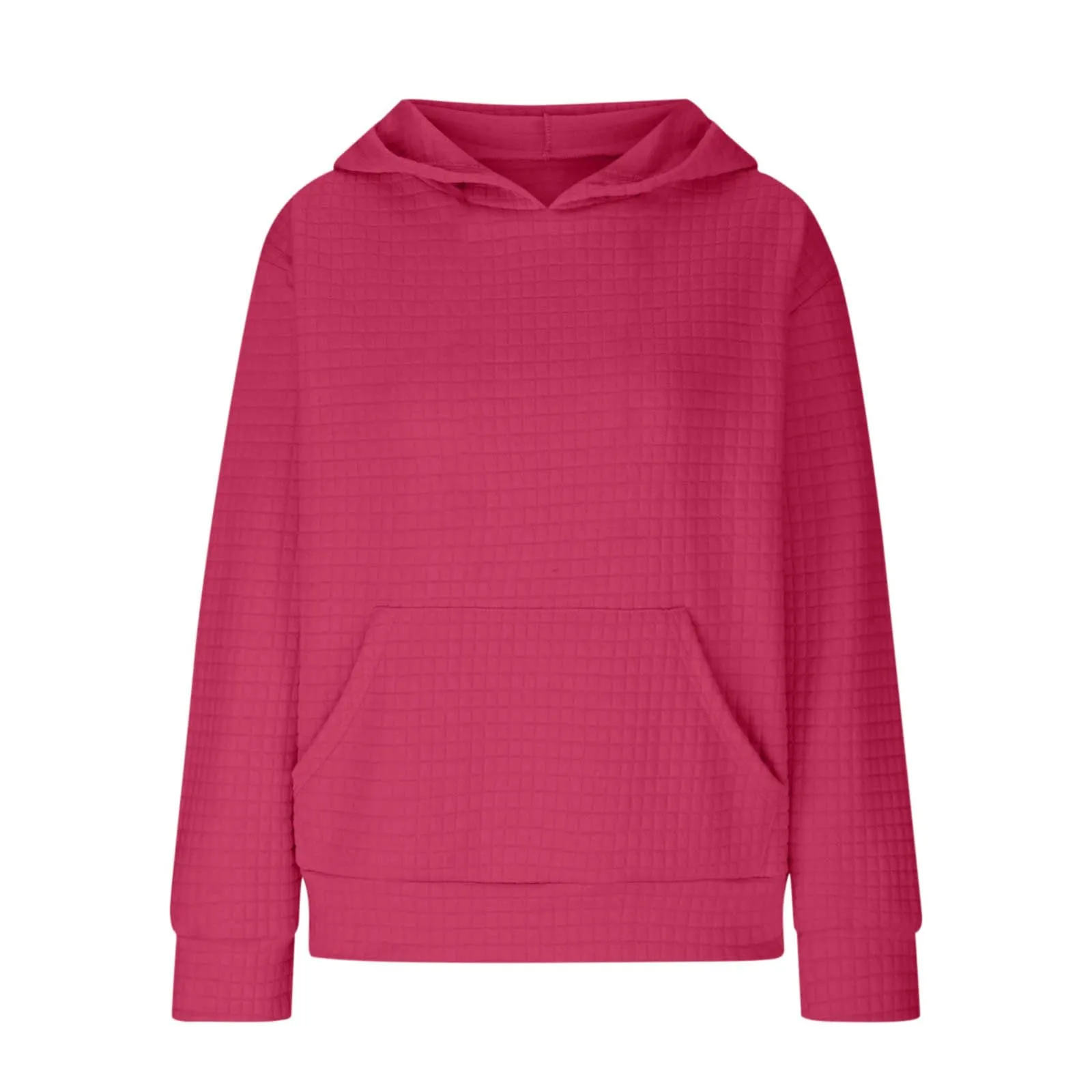 BXJX girls sweatshirt Waffle Knit Hoodies For Teen Girls Casual Plain Long Sleeve Sweatshirts Cute Pullover Tops Girls Spring Fashion Clothes girls winter clothes Hot Pink 7 Years