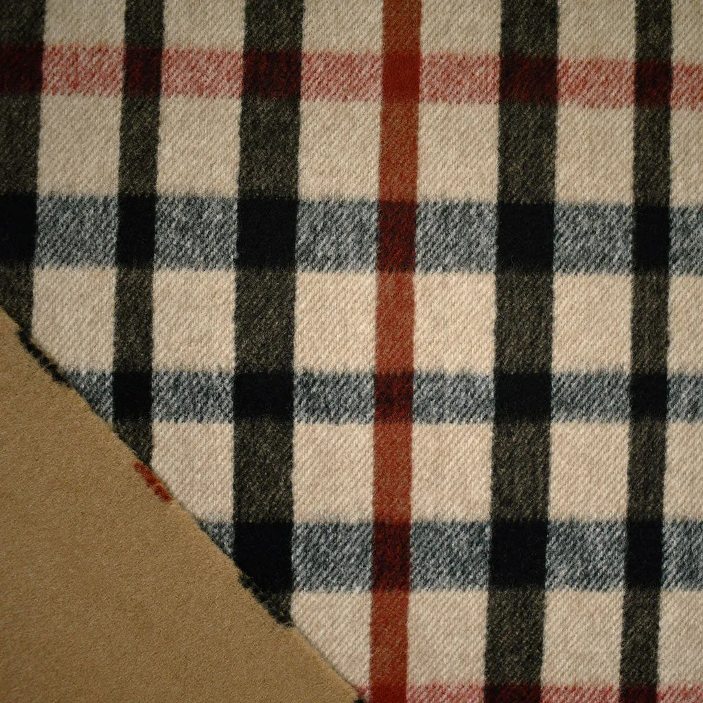 Checkered Plaid Reversible Double Face Wool Coating Camel/Black