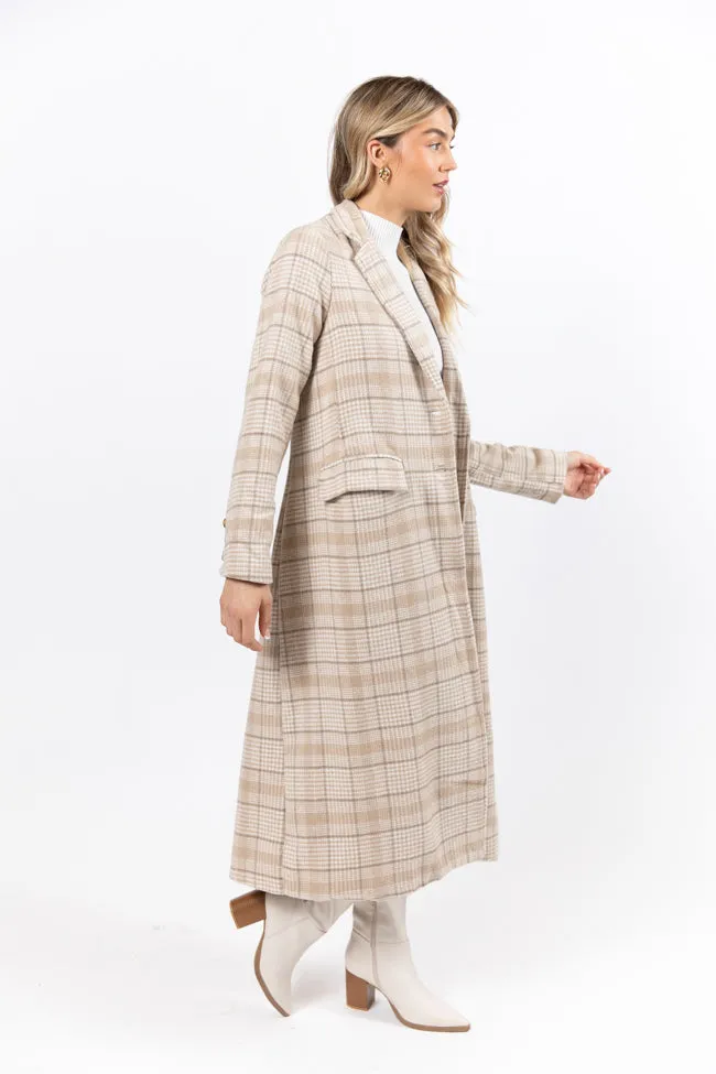 Chill Out Tan Plaid Coat SALE