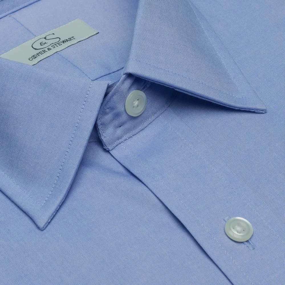 Cooper & Stewart Non-Iron Pinpoint Spread Collar Blue