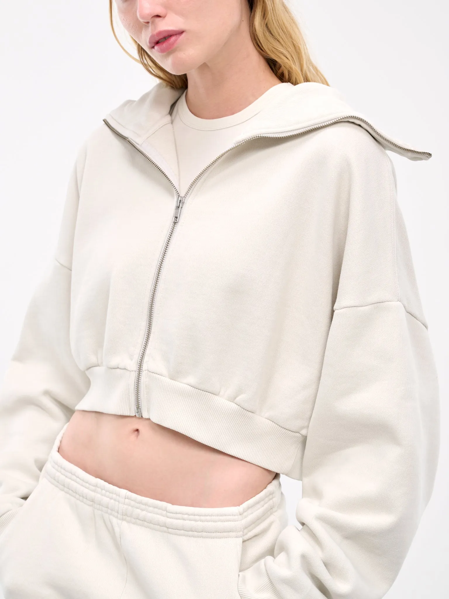 Cropped Zip-Up Hoodie (ES2156RI-RICE)