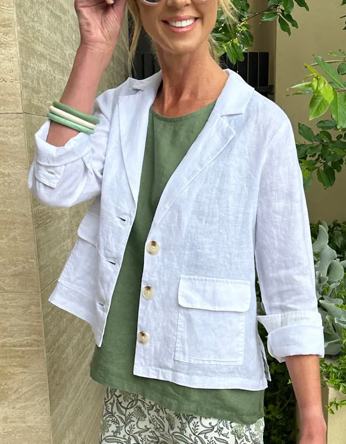 Danielle Linen Jacket White