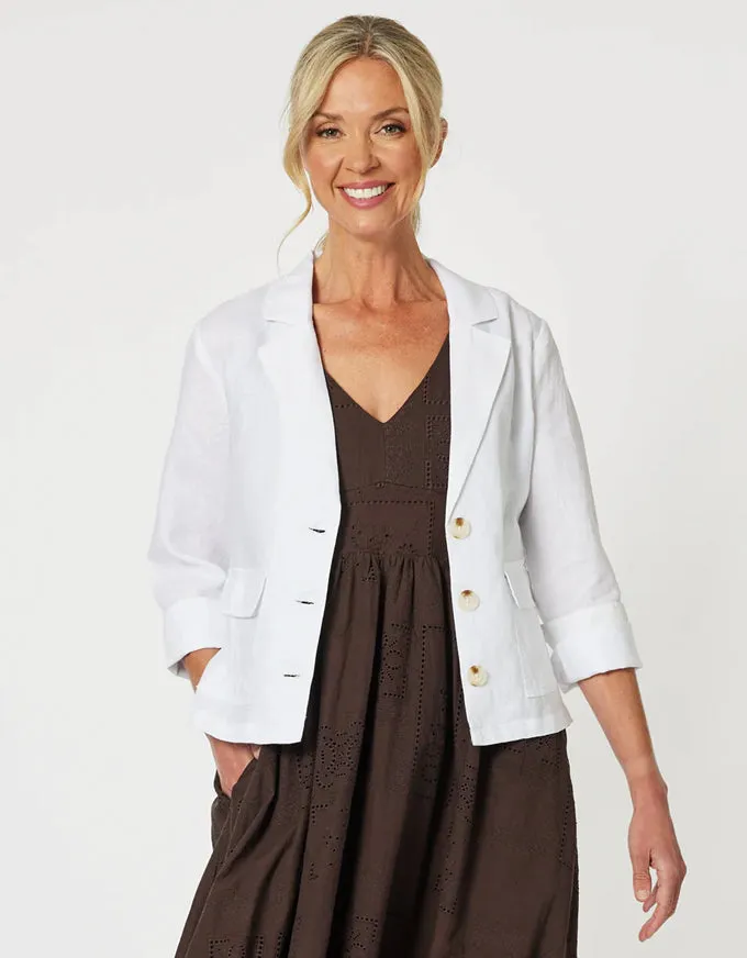 Danielle Linen Jacket White