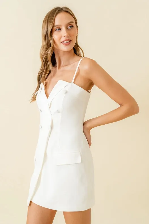 Dressy Cocktail Blazer Style Strap Mini Dress