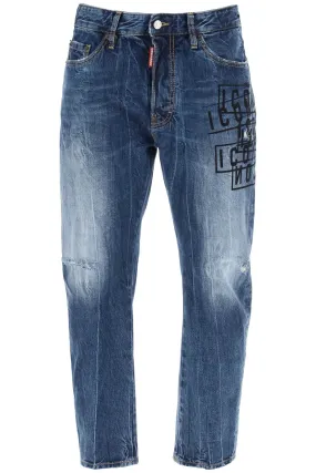 Dsquared2 Dark Wash Icon Stamps Bro Jeans In