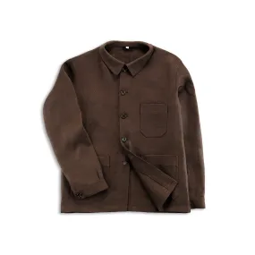 Espresso Brown Heavy Linen Utility Jacket