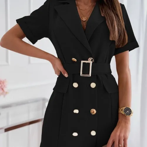 Fashion Waist-controlled Fastener Decoration Suit Dress