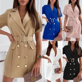 Fashion Waist-controlled Fastener Decoration Suit Dress