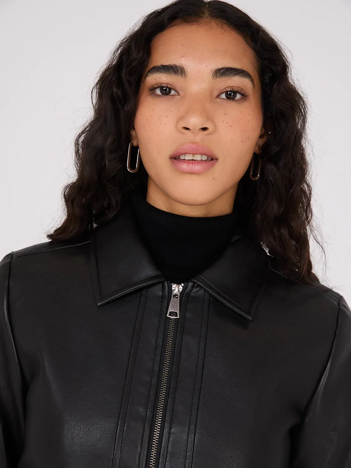 Faux Leather Utility Jacket