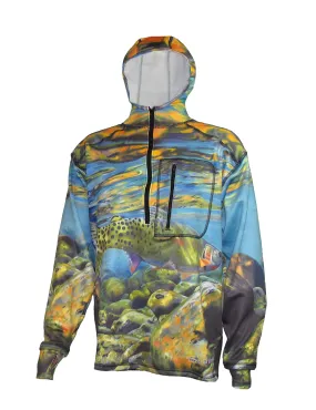 Freestone Cutthroat Trout Heavyweight 1/4-Zip FlexShell Fishing Hoodie