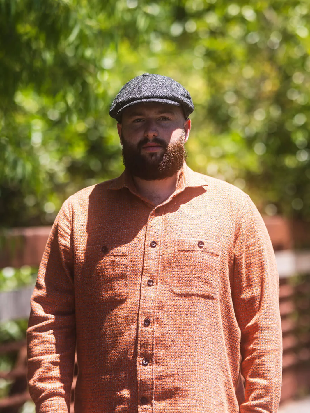 Herringbone Tweed Newsboy Cap - Charcoal