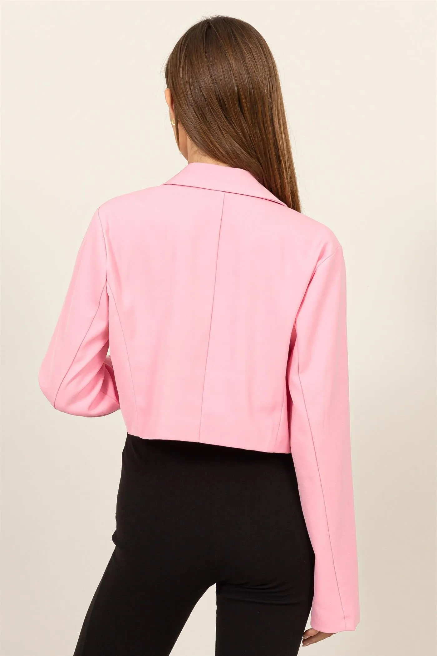 HF24E527-Cropped Button-down Blazer