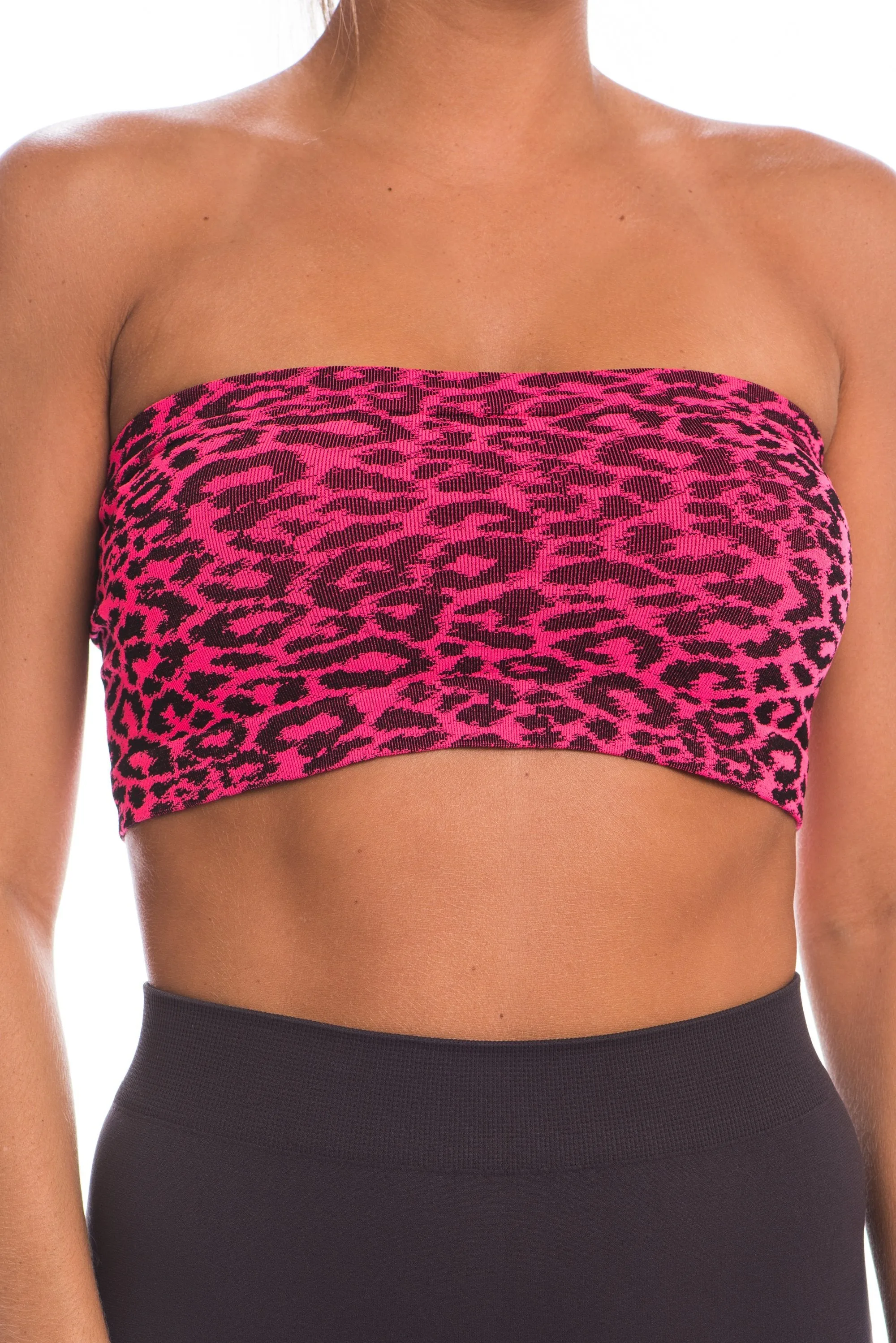 Just That Easy Pink Leopard Bandeau Top