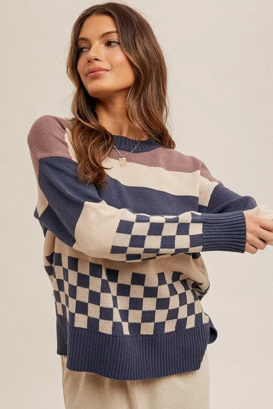 Kenzie Contrast Print Sweater