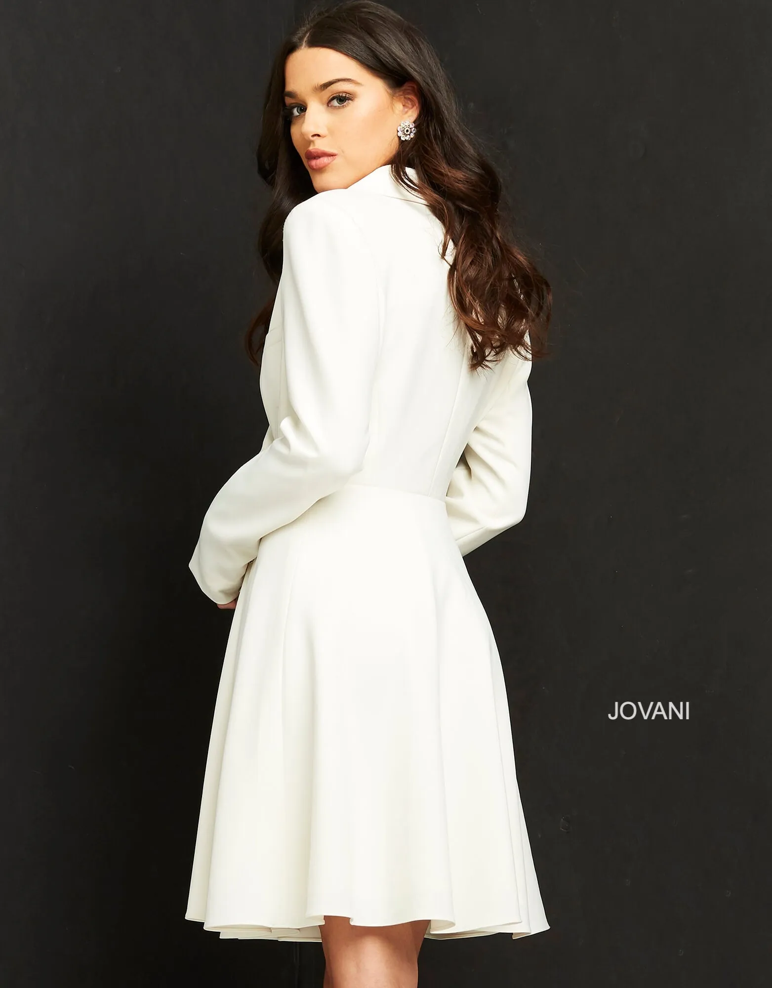 Long Sleeve Blazer Cocktail Dress by Jovani M04302