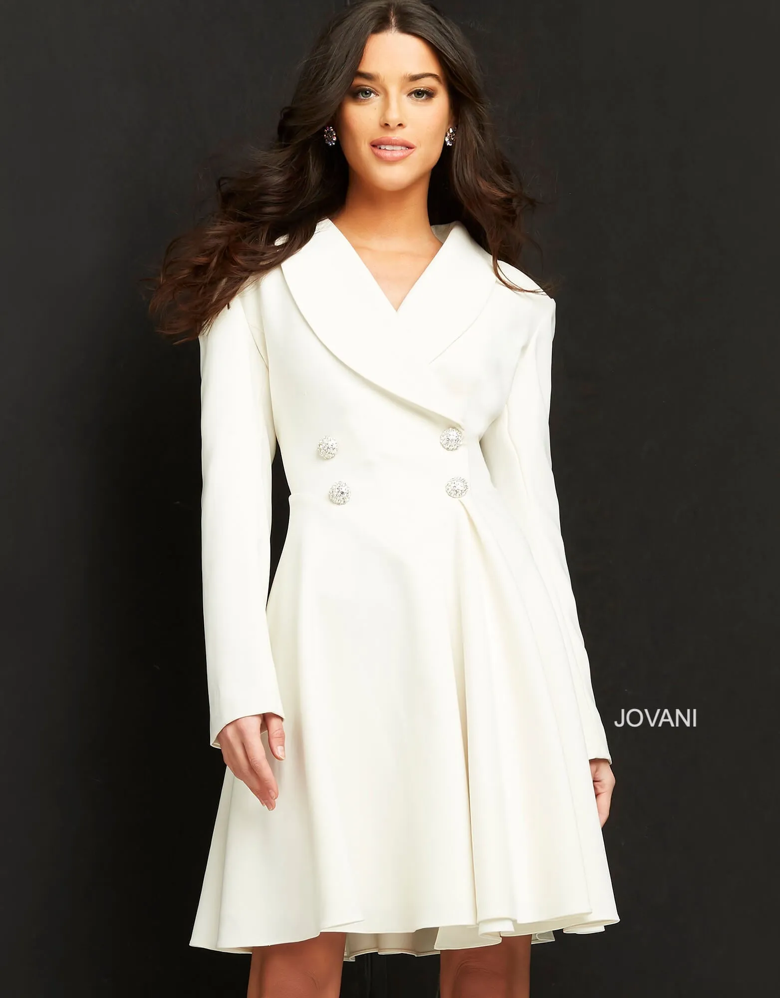 Long Sleeve Blazer Cocktail Dress by Jovani M04302