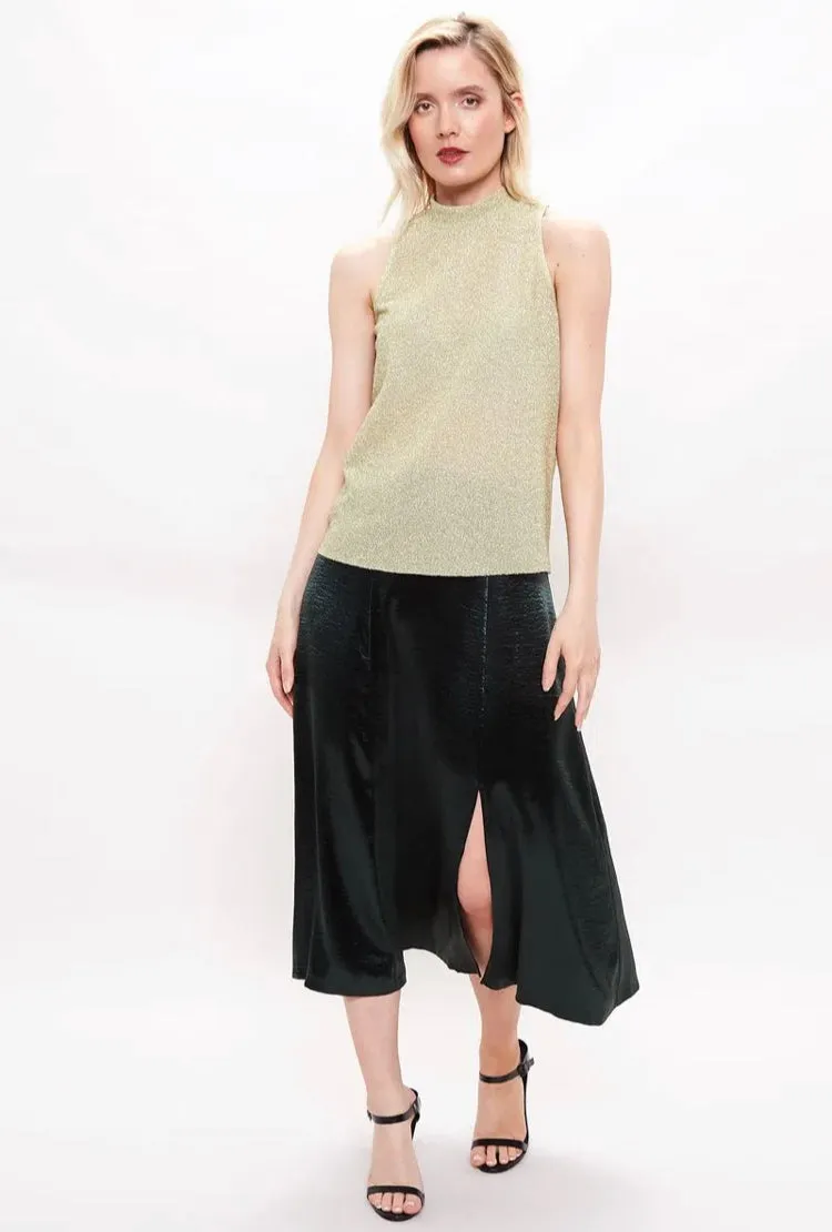 Louche Krista Turtle Neck Lurex Top Gold