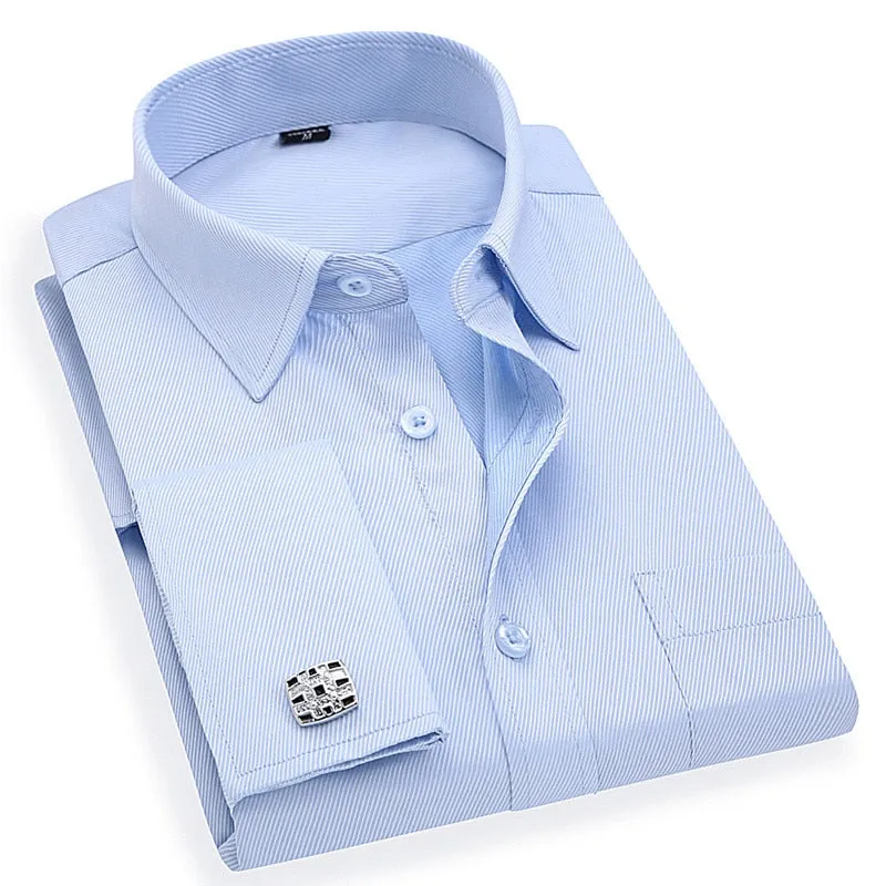 Men 's French Cufflinks Business Dress Shirts Long Sleeves