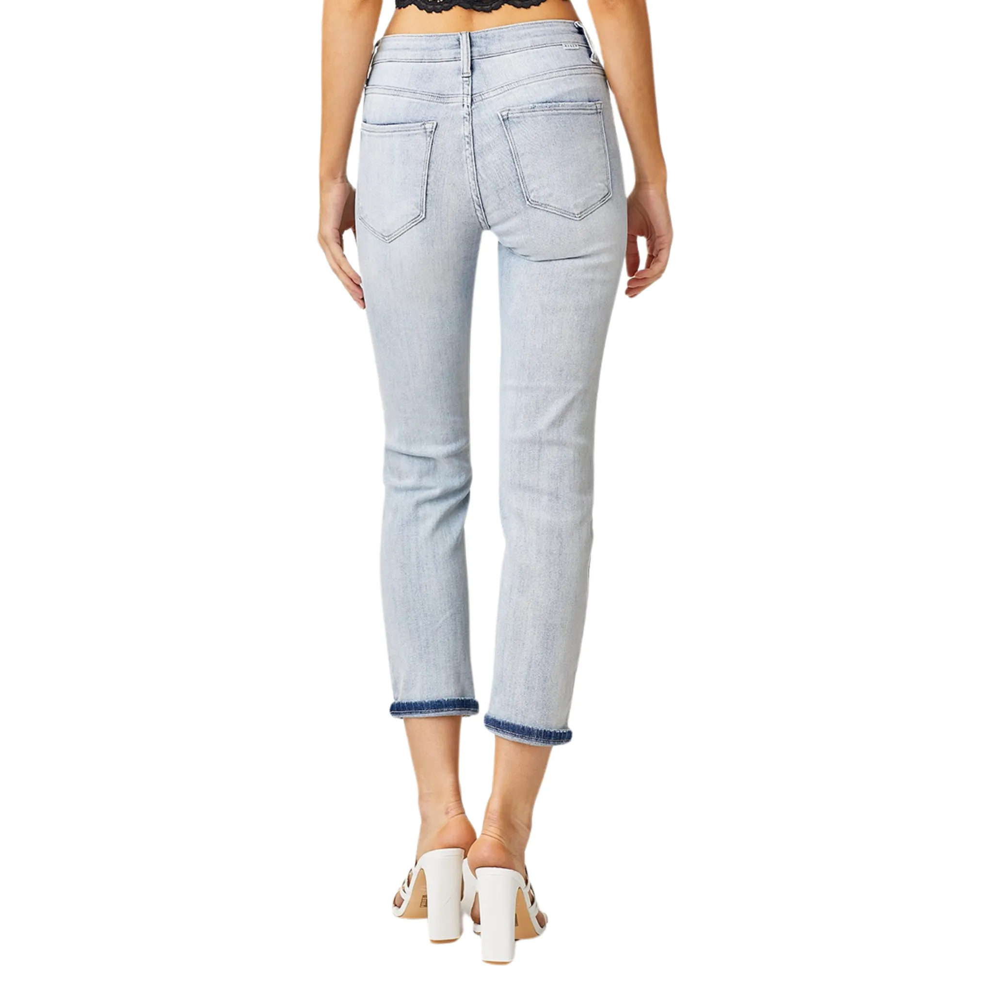 Mid Rise Cropped Girlfriend Jeans