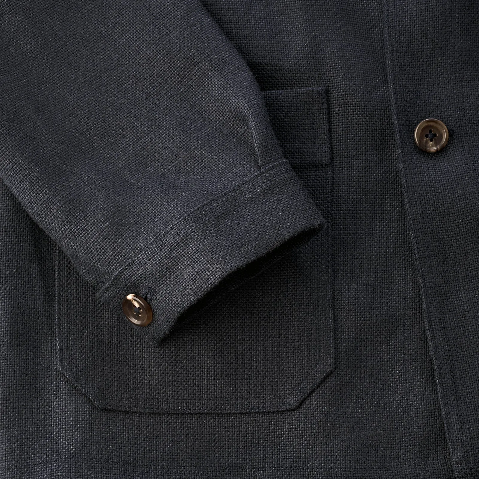 Navy Blue Heavy Linen Utility Jacket