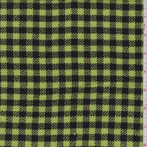 Neon Green/Black Plaid Jacketing Fabric