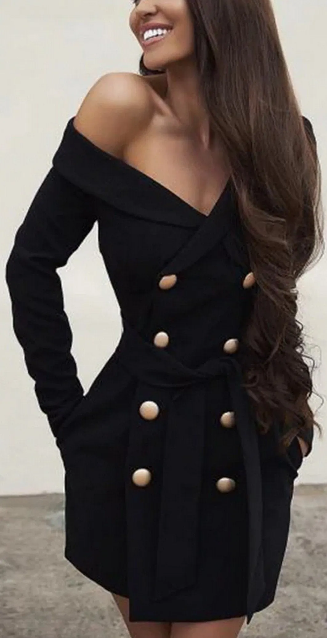 One-Shoulder Blazer-Dress, Black