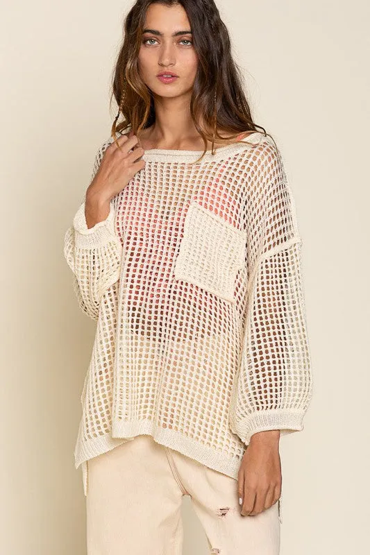 Oversized Fit See-through Pullover Sweater