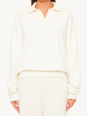 Oversized Polo Sweatshirt Cream